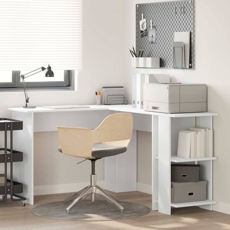 Corner Desk White Engineered Wood 140 x 113.5 x 75 cm vidaXL (1/5)