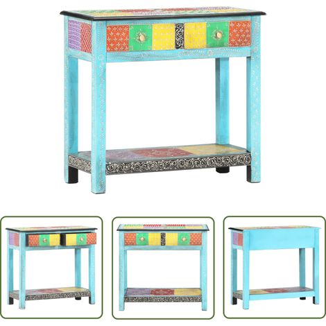 The Living Store Konsolentisch Handbemalt 80×35×75 cm Mango Massivholz - Konsolentisch - Mangoholz - Wohnmöbel - Sideboard - Etagere (1/5)