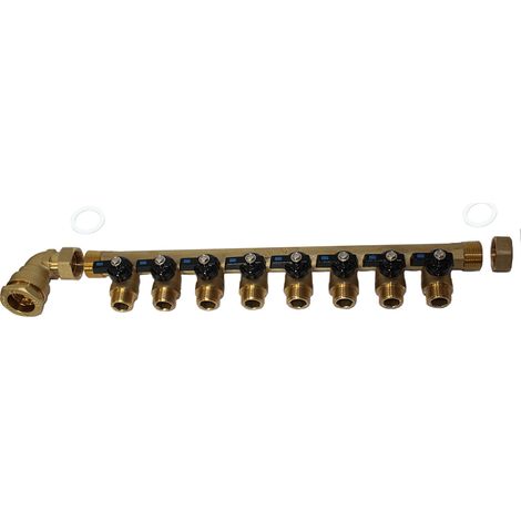 Arcanaute – Pack collecteur sanitaire eau-froide 3/4'' 8 départs mâle 1/2'' – Alimentation PEHD Ø25 – Distribution d'eau sanitaire