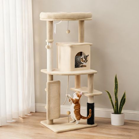 Arbre à chat beige en panneau de particules 55 x 44 x 132 cm (1/5)