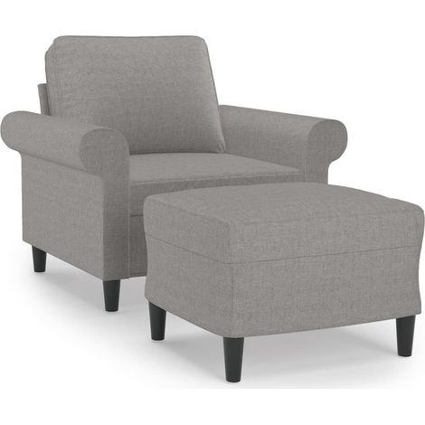Maison Exclusive - Poltrona con Poggiapiedi Grigio Chiaro 60 cm in Tessuto (1/5)