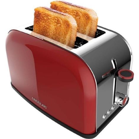 Cecotec Toastin' Time Vertical Toaster 850 Red Lite. 850W, 2 capacités de grillage, fente large, acier inoxydable, fonctions préréglées pour plus de commodité, contrôle personnalisé du grillage de. (1/5)
