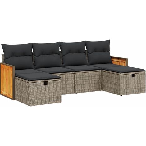 Maison Exclusive - 6-tlg. Garten-Sofagarnitur mit Kissen Grau Pol