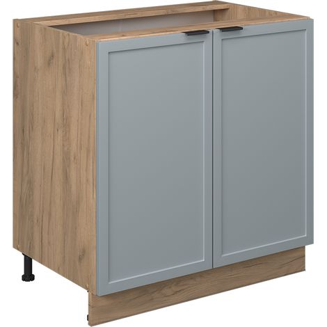 Mobile lavello cucina Fame-Line, Blu-grigio chiaro, 80 cm con ripiano, senza piano di lavoro, Vicco