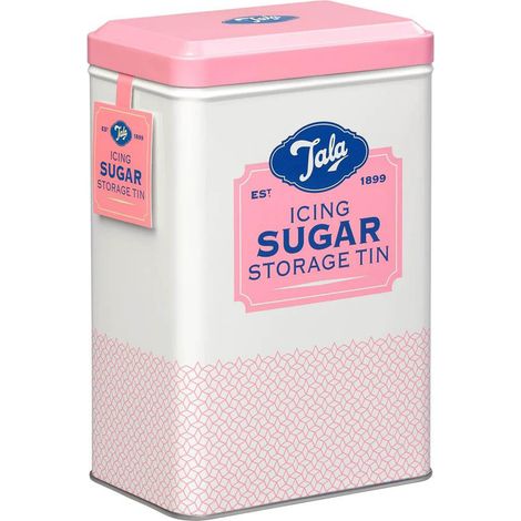 Boîte de conservation pour sucre glace en métal rose et crème, capacité 1 kg, boîte de cuisine au style vintage pour ranger les ingrédients de pâtisserie et sucre au quotidien (1/5)