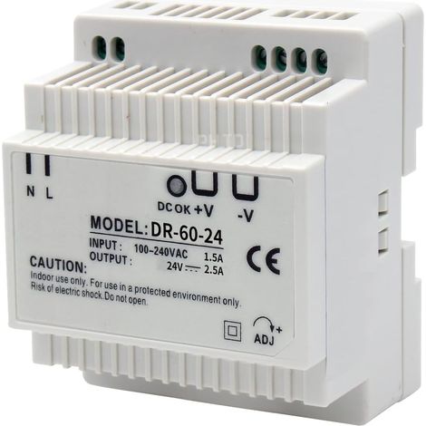 1 Transformateur Rail DIN Sortie 24V 2.5A Entrée 100-240V AC Pour Visiophone Connecté Interphone Vidéo