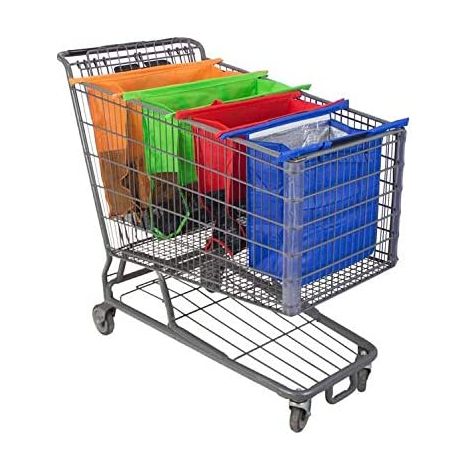 4 sacs chariot Sac de courses pliable compatible avec tous les chariots de courses courants (1/5)
