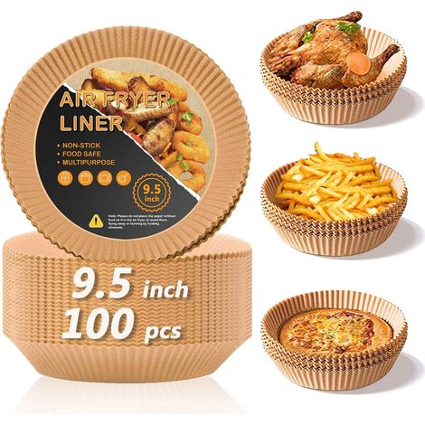 Liner Papier Pour Friteuse À Air - 9 5 Pouces - Résistant À L Huile Et À L Eau - Grade Alimentaire - Pour Friteuse À Air Micro-ondes Four Et Cuisinière - 100 Pièces (1/5)