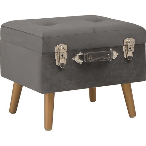 Sgabello con Contenitore 40 cm in Velluto Grigio vidaXL (1/5)