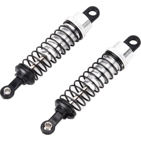 Lot de 2 amortisseurs pour voiture RC 1/16 (avant et arrière), longueur 73 mm, en alliage d'aluminium, couleur argent. (1/5)