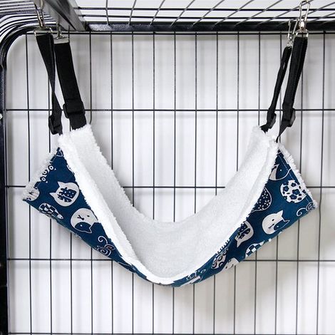 Amaca reversibile per gatti, morbida e traspirante, ideale per gabbie di animali domestici, con cinghie regolabili e ganci in metallo, utilizzabile su entrambi i lati. (1/5)