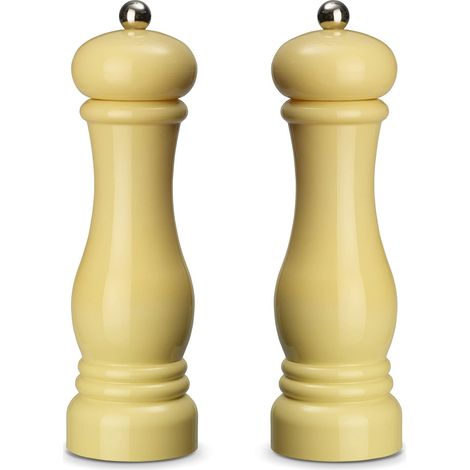 Lot de 2 moulins à épices en plastique ABS, broyeur en céramique, moulin manuel, idéal pour les épices telles que le poivre, le sel et le piment, crème, 21 cm (1/5)
