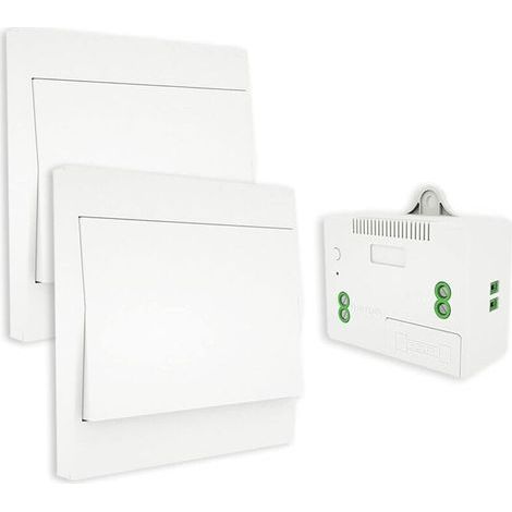Interrupteur sans Fil, sans Pile, télécommande Murale Va et vient, Interrupteur Mural Auto alimenté, sans câblage, émetteur pour Panneau Mural (kit à 2 Voies), intérieur extérieur étanche, (1/5)