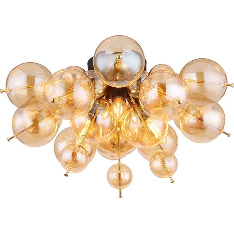 Globo - plafonnier - Udo - ambre - verre - Ø 55cm - E14 - 15633DA
