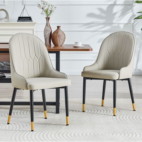 Sedia da pranzo 47,3x46x91 cm in PU grigio caldo, set da 2, moderna, FloraGrace (1/5)
