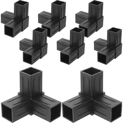 Lot de 8 connecteurs d'angle carrés pour tubes, colliers de serrage d'angle à 3 voies de 25 mm (1 po), raccords en plastique pour tubes de support de climatisation, clôtures et (1/5)