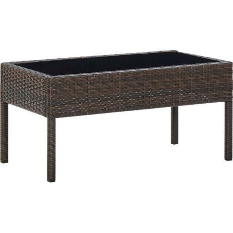 Mesa de jardín ratán sintético marrón 75x40x37 cm vidaXL