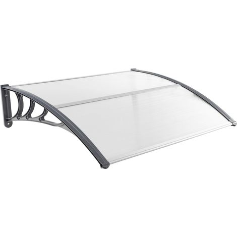 COSTWAY Tettoia per Porta Finestra, Pensilina Tettoia per Porta in Policarbonato, per Protezione da Sole, Pioggia, Neve, per Balcone, Finestre e Porte (Trasparente, 122 x 99 x 28cm) (1/5)
