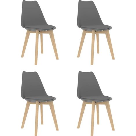 vidaXL Chaises à manger lot de 4 Gris Plastique (1/5)