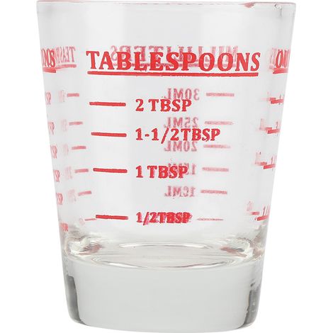 Petit verre doseur en verre (oz / ml / cuillère à café / cuillère à soupe) - 4 graduations (1 once / 30 ml) - Outil de cuisine (1/5)