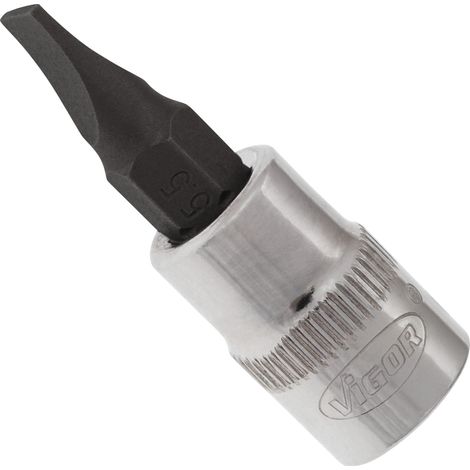 VIGOR Embout tournevis carré creux 6,3 mm (1/4"), profil fente V2428N, 38 mm (1/3)