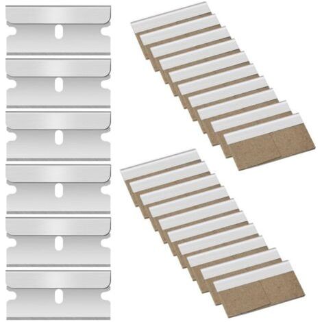 BUNTHAUS 20 pièces Lame Grattoir de Rechange, Grattoir Vitre, Grattoir Vitrocéramique, Racloir, Racloir Vitrocéramique, Métal Lames Rechange Pour Grattoir, Avec emballage indépendant,40  20 mm