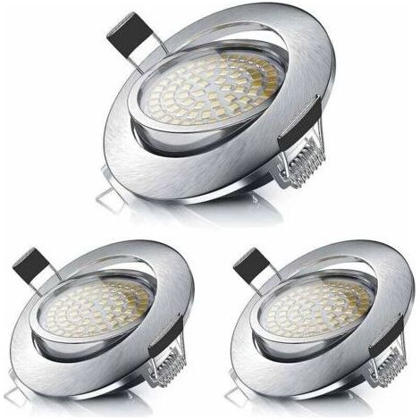 Lot de 3 spots encastrables LED 5W équivalent halogène 50W, blanc chaud 3000K 470LM, orientable IP44 pour salle de bain salon couloir (1/5)
