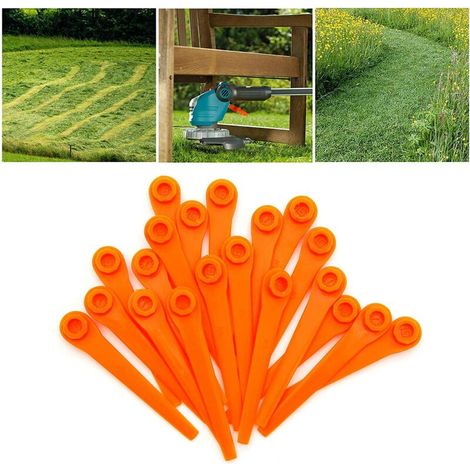[NUNCA USADO]100 cuchillas de repuesto de plástico para cortacésped Gardena 9823 9825 (70 mm), color naranja (1/5)