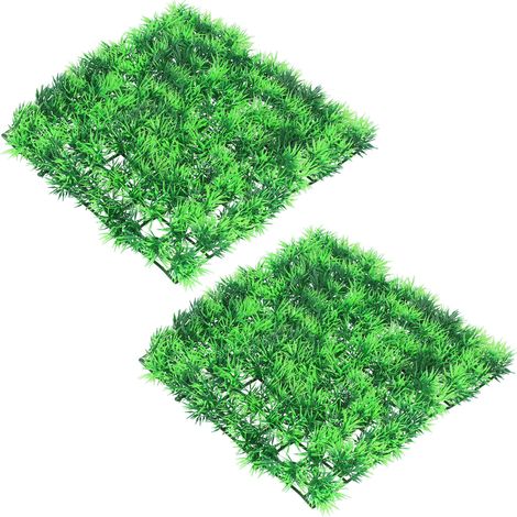 Lot de 2 morceaux de gazon artificiel imitation aiguilles de pin fines pour la décoration d'aquariums intérieurs et extérieurs, terrarium pour tortues, maille de pin 81 (1/5)