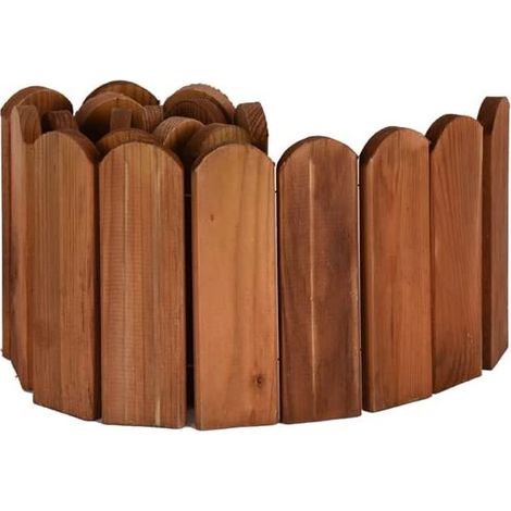 Suinga – Bordure de jardin en bois teinté 20 x 1,4 x 120 cm – Bords arrondis pour sécurité – Résistante aux intempéries – Installation facile (1/2)