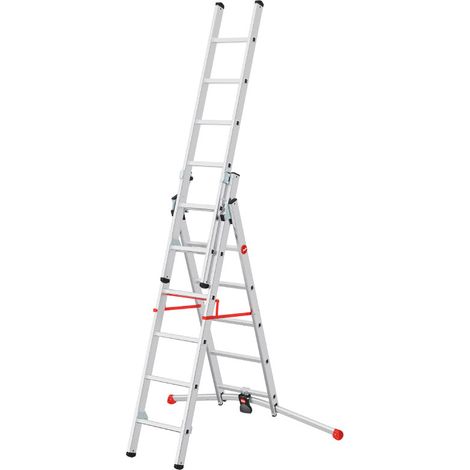 Hailo – Échelle transformable pro 3x6 échelons 3,8m/4,7m – Aluminium – Système de compensation pour terrains en pente – Sécurité renforcée (1/5)