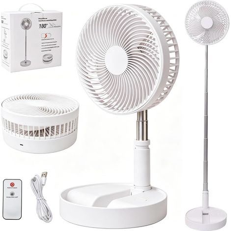 Ventilatore da tavolo portatile, altezza regolabile da 36 cm a 99 cm, batteria da 7200 mAh (1/5)