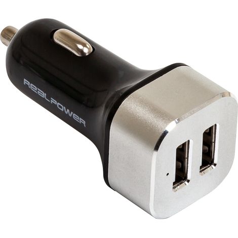 RealPower 176635 cargador de dispositivo móvil Universal Negro, Plata Corriente alterna Auto (1/2)