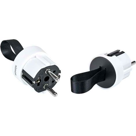 Clavija extraplana 2p+tt schuko salida lateral 16 a 250 v facil extraccion, blanca (1/2)