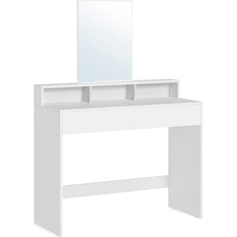 Tocador con espejo rectangular mesa de maquillaje con 2 cajones y 3 compartimentos de almacenamiento estilo moderno blanco 120005168 (1/2)