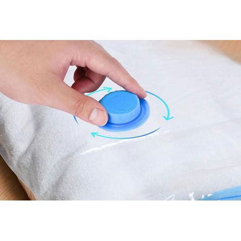 Sac de rangement sous vide à fermeture éclair avec valve de fermeture et pompe manuelle, sac gain de place (1/4)