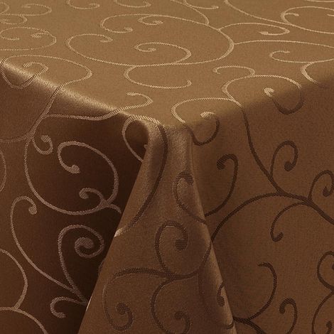 Nappe lavable Jacquard 140x100cm Marron, Rectangulaire, Facile d'entretien