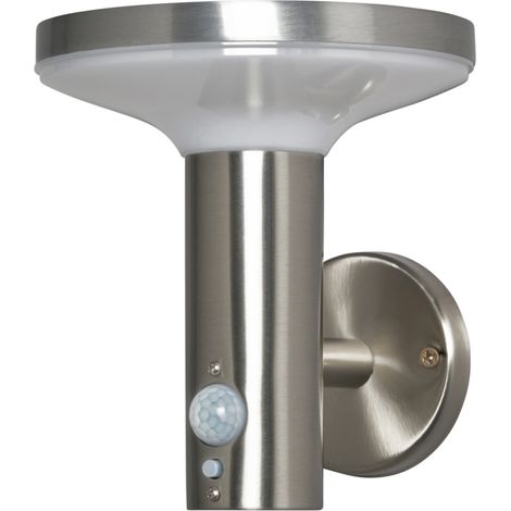 Litecraft Uris Outdoor Solar Power Wall Light With PIR Sensor - Stainless Steel (1/5)