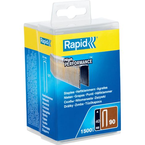 Heftklammern aus verzinktem Flachdraht Nr. 90/40 mm - 1500 Stück - Polypropylen-Box - RAPID-ISABERG - 5000127
