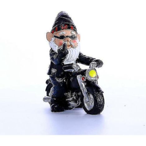 Nain de jardin moto (1 pièce) 2024, 13 x 6,5 x 13,5 cm, statue en résine imperméable, décoration moto pour terrasse, pelouse ou jardin.
