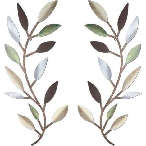 Décoration murale en métal feuille d'arbre – Art mural en fer forgé – Style moderne pour salon et chambre – Facile à accrocher (1/5)