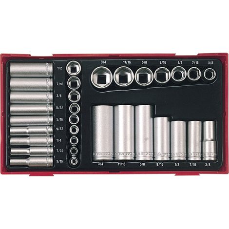 Teng TC20 TTAF32 Regular/Deep Socket Set, 32 Piece - 1/4 & 3/8in Drive TENTTAF32