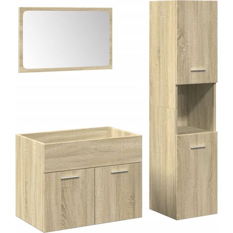 vidaXL Set Mobili da Bagno 3 pz Rovere Sonoma in Legno