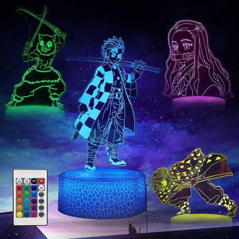 Filiyano – Lampe illusion 3D style anime, 4 motifs et 16 couleurs, avec télécommande, idéale comme cadeau d'anniversaire ou de Noël pour enfants (1/5)