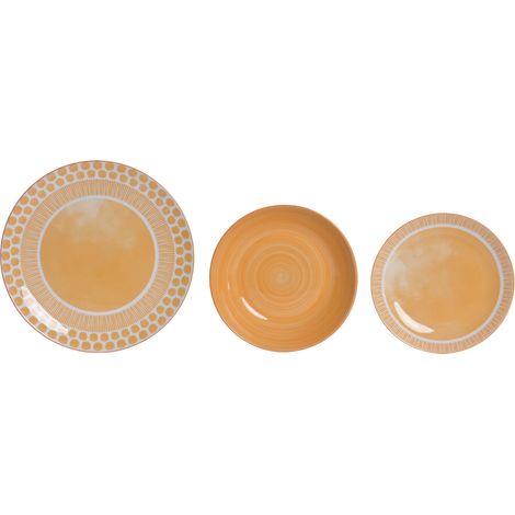 Vajilla Set 18 Porcelana 27X27X2,5 Naranja (1/5)