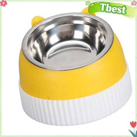 Tbest Bol pour chat surélevé Bol surélevé pour chat, incliné à 15 °, en plastique antidérapant, mangeoire plus animalerie Jaune (1/5)