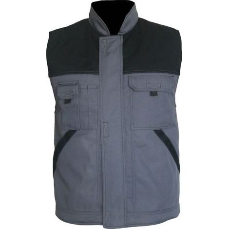 Chaleco Typhon sin mangas, doble guata y polar gris-negro