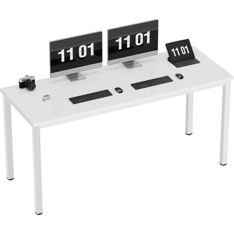 Soges Bureau d'Ordinateur Table d'Étude Bureau Informatiques Postes de Travail 120x60cm pour Bureau 、Salle à Manger 、Salon 、Cuisine,Blanc (1/5)