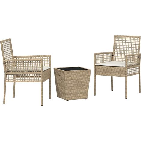 Ensemble bistro de jardin 3 pcs,Salon de jardin Beige Poly rotin CFW11287 (1/5)