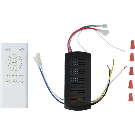 Kit de ventilateur plafond CC 1H 4H 8H Minuterie Blanc Noir (A) (1/5)
